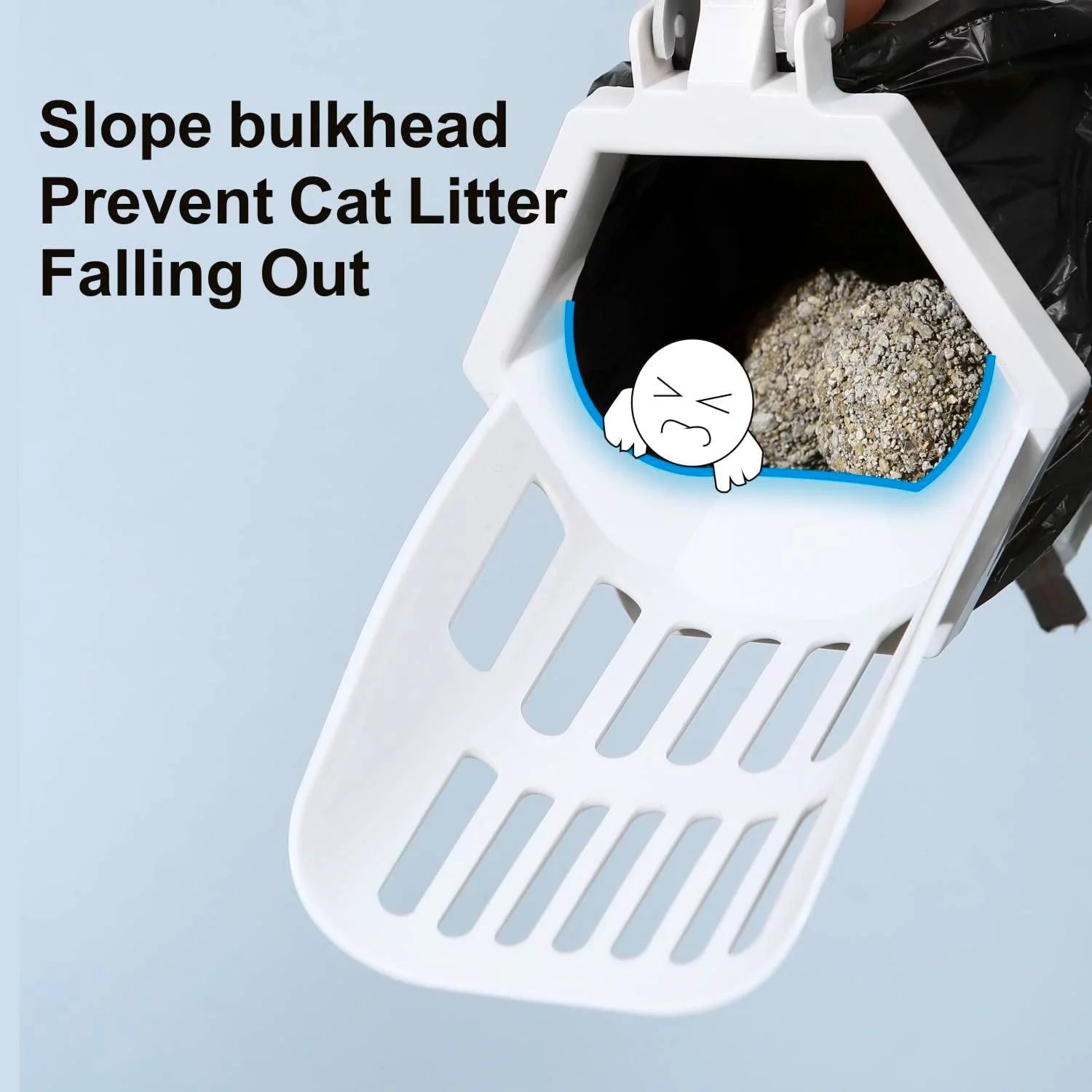 3-In-1 Cat Litter Scoop with Holdor - Large Portable Integrated Cat Litter Scooper with 200 Refill Bags Kitty Litter Scoop Shovel for 1~2 Cats or Kitten (Yellow)